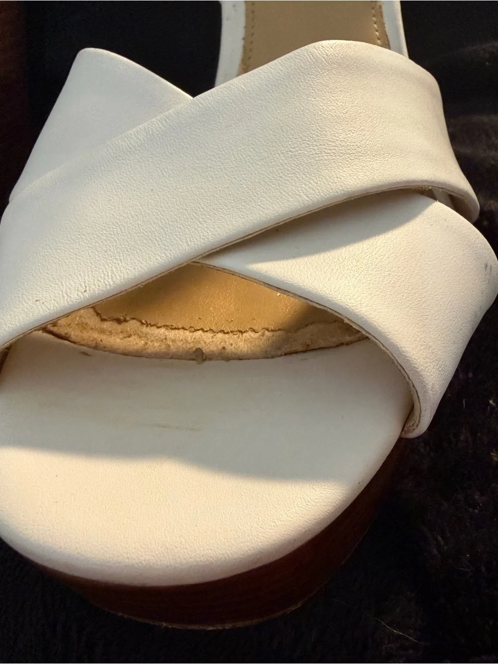 Michael Kors White Leather Cross-Strap Platform Sandals-size 10-Good Cond.